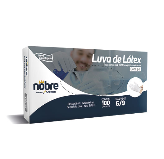 Luva de Látex Descartável G – Nobre – Caixa com 100und